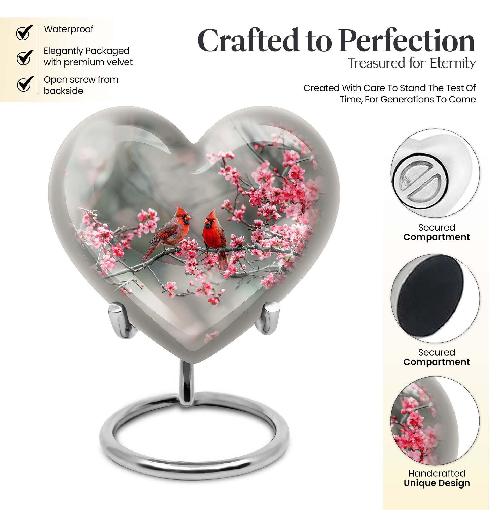 Cardinal bird Urn For Human Ashes