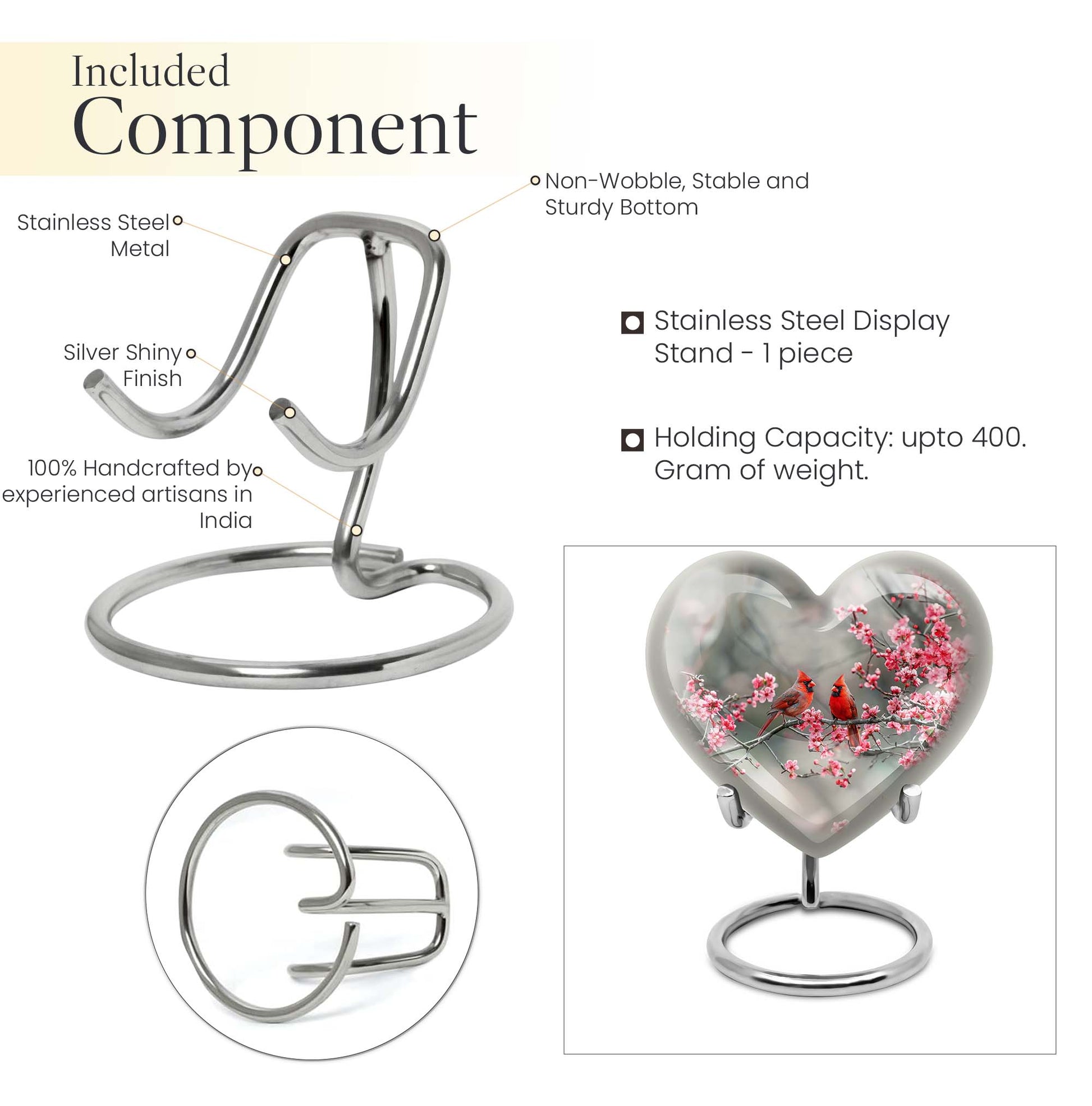 Cardinal bird Urn For Human Ashes