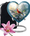 10inch cardinal bird heart urn with wolf howling theme for adult human ashes