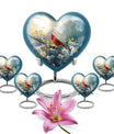 10inch cardinal bird heart urn with wolf howling theme for adult human ashes