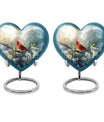 10inch cardinal bird heart urn with wolf howling theme for adult human ashes