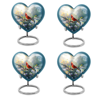 10inch cardinal bird heart urn with wolf howling theme for adult human ashes