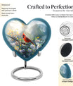 10inch cardinal bird heart urn with wolf howling theme for adult human ashes