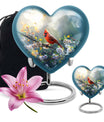 10inch cardinal bird heart urn with wolf howling theme for adult human ashes