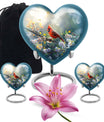 10inch cardinal bird heart urn with wolf howling theme for adult human ashes