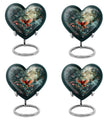 10 Inch Cardinal Bird Heart Memorial Urn for Male, Wolf Howling Theme, Comes with Velvet Pouch