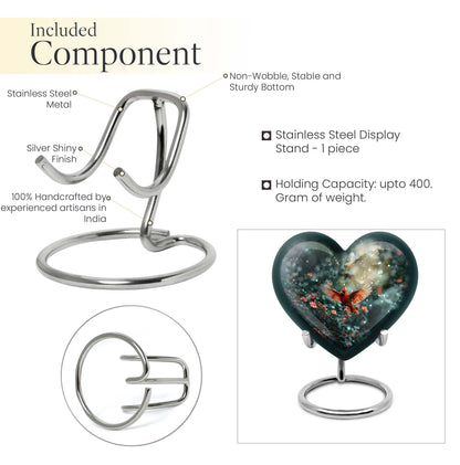 10 Inch Cardinal Bird Heart Memorial Urn for Male, Wolf Howling Theme, Comes with Velvet Pouch
