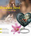 10 Inch Cardinal Bird Heart Memorial Urn for Male, Wolf Howling Theme, Comes with Velvet Pouch