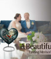 10 Inch Cardinal Bird Heart Memorial Urn for Male, Wolf Howling Theme, Comes with Velvet Pouch