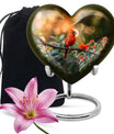 Cardinal bird heart urn