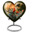 Cardinal bird heart urn
