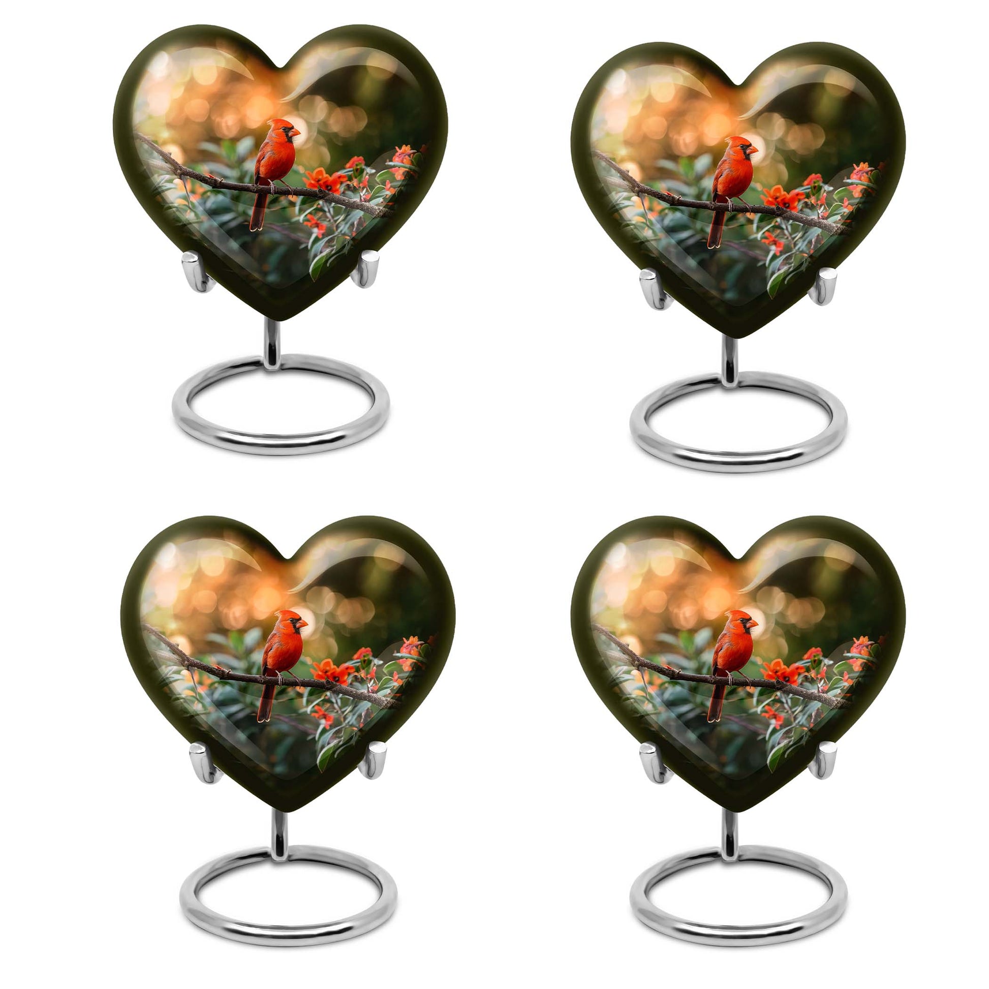 Cardinal bird heart urn