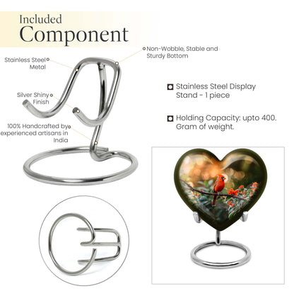 Cardinal bird heart urn