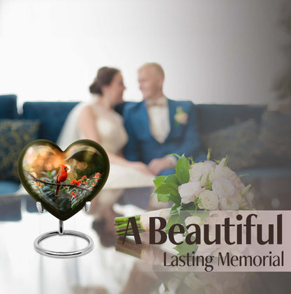 Cardinal bird heart urn