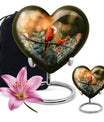 Cardinal bird heart urn