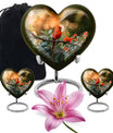 Cardinal bird heart urn