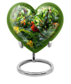 10-inch cardinal bird-themed heart urn for human ashes,