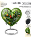 10-inch cardinal bird-themed heart urn for human ashes,