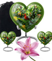 10-inch cardinal bird-themed heart urn for human ashes,