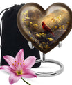 Cardinal Bird Heart-shaped Cremation Urn