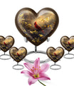 Cardinal Bird Heart-shaped Cremation Urn
