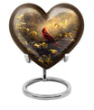Cardinal Bird Heart-shaped Cremation Urn