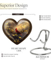 Cardinal Bird Heart-shaped Cremation Urn