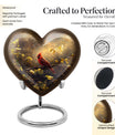 Cardinal Bird Heart-shaped Cremation Urn