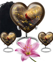 Cardinal Bird Heart-shaped Cremation Urn