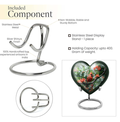 10-inch Heart Urn with Wolf Howling design, Cardinal bird funeral urn for burial