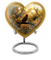 Cardinal bird 10-inch aluminum heart urn for adult ashes with wolf howling theme
