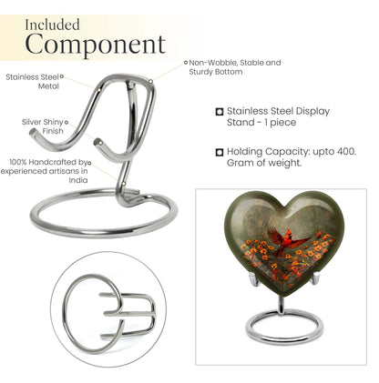 heart shaped Cardinal bird Urn