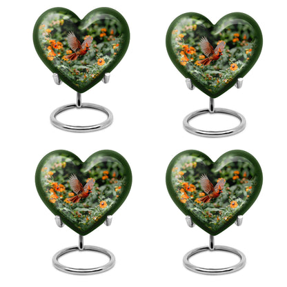 Heart-shaped Cardinal bird urn