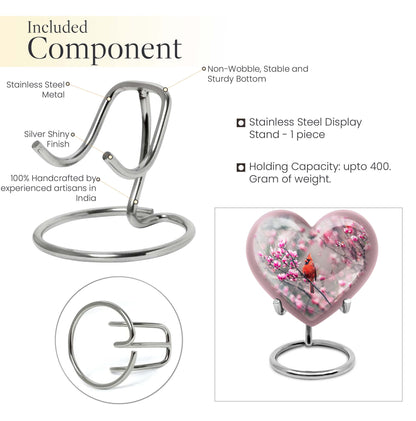 Cardinal bird themed heart urn