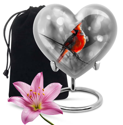Cardinal Bird Theme Large Urn 10 Inch