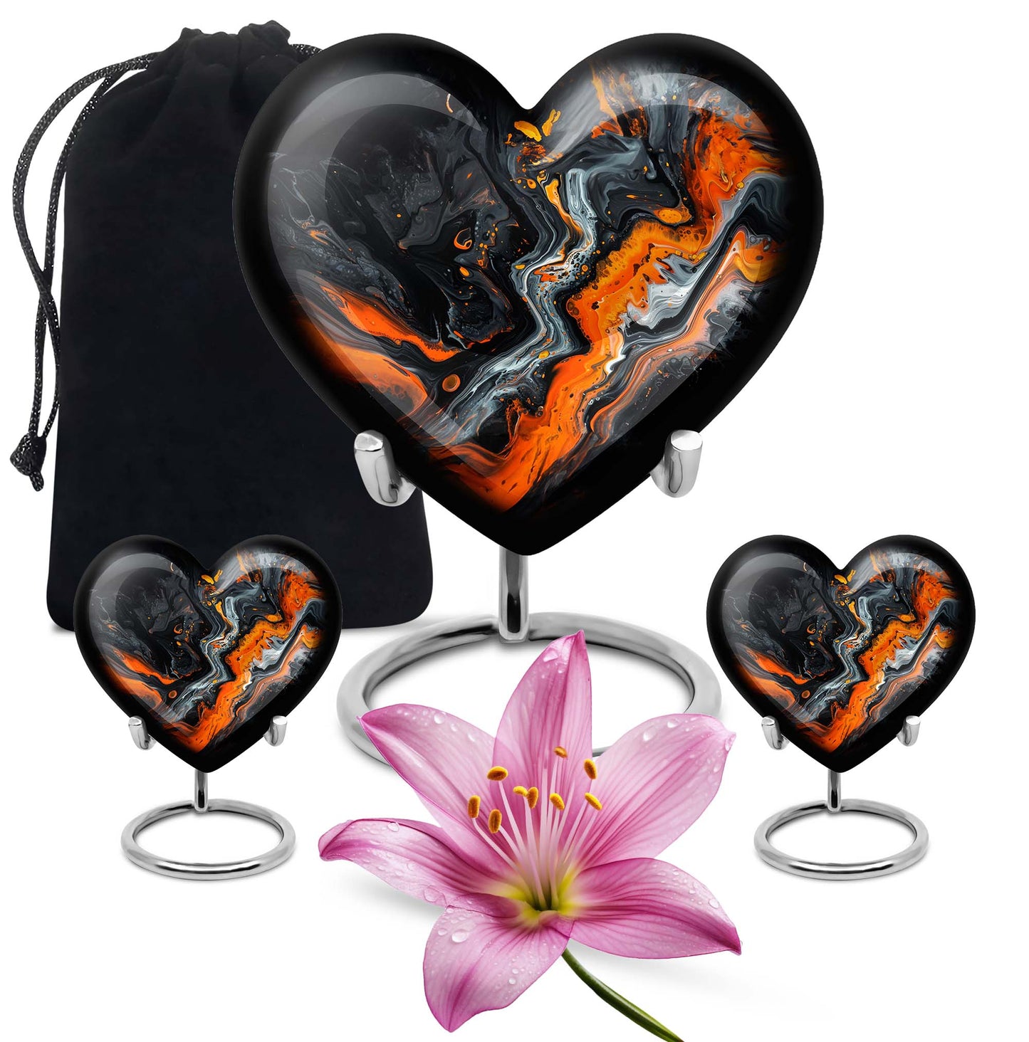 Abstract Theme Large Urn With 2 Keepsake Urn