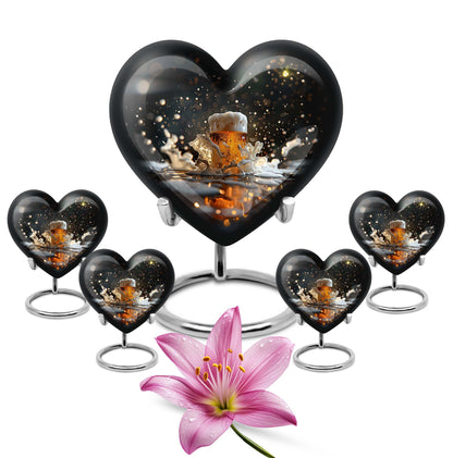 Beer Theme Large Urn With 4 Keepsake Urn