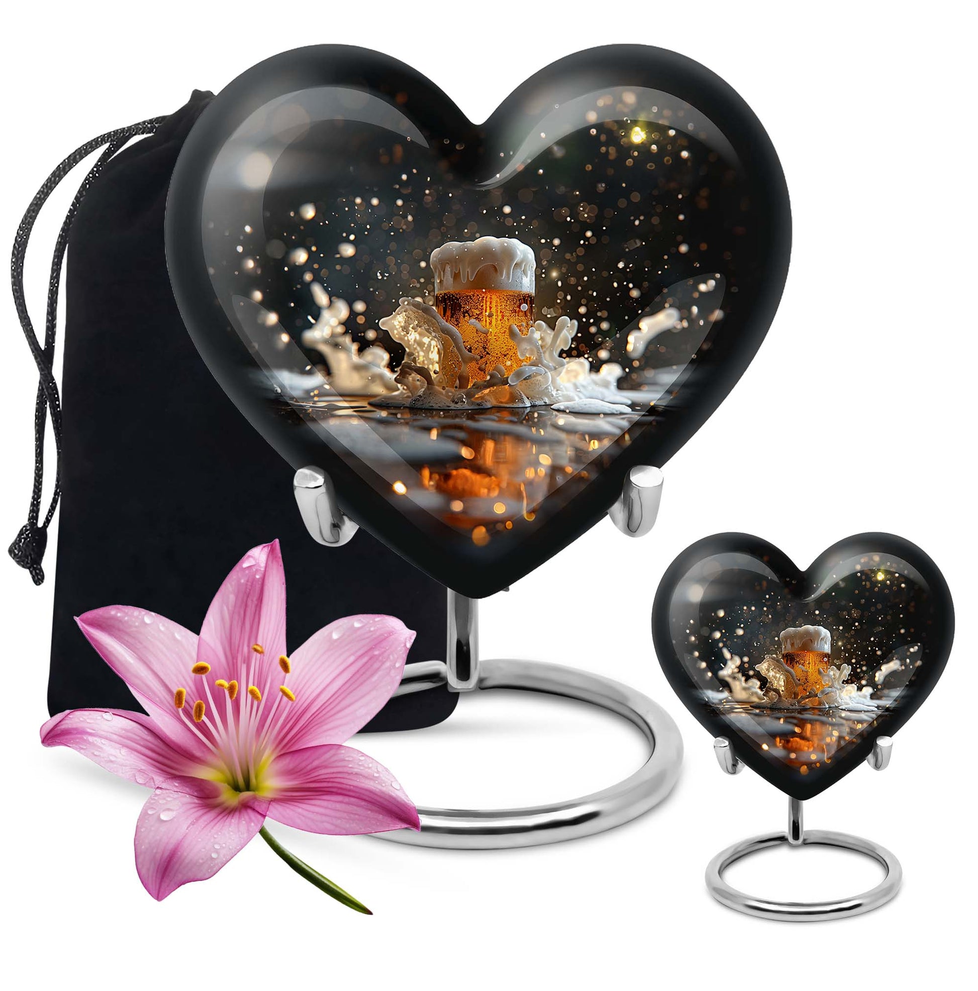 Beer Theme Large Urn With 1 Keepsake Urn