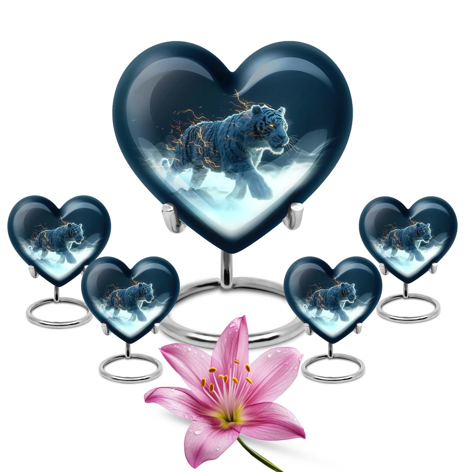 heart urn with tiger theme