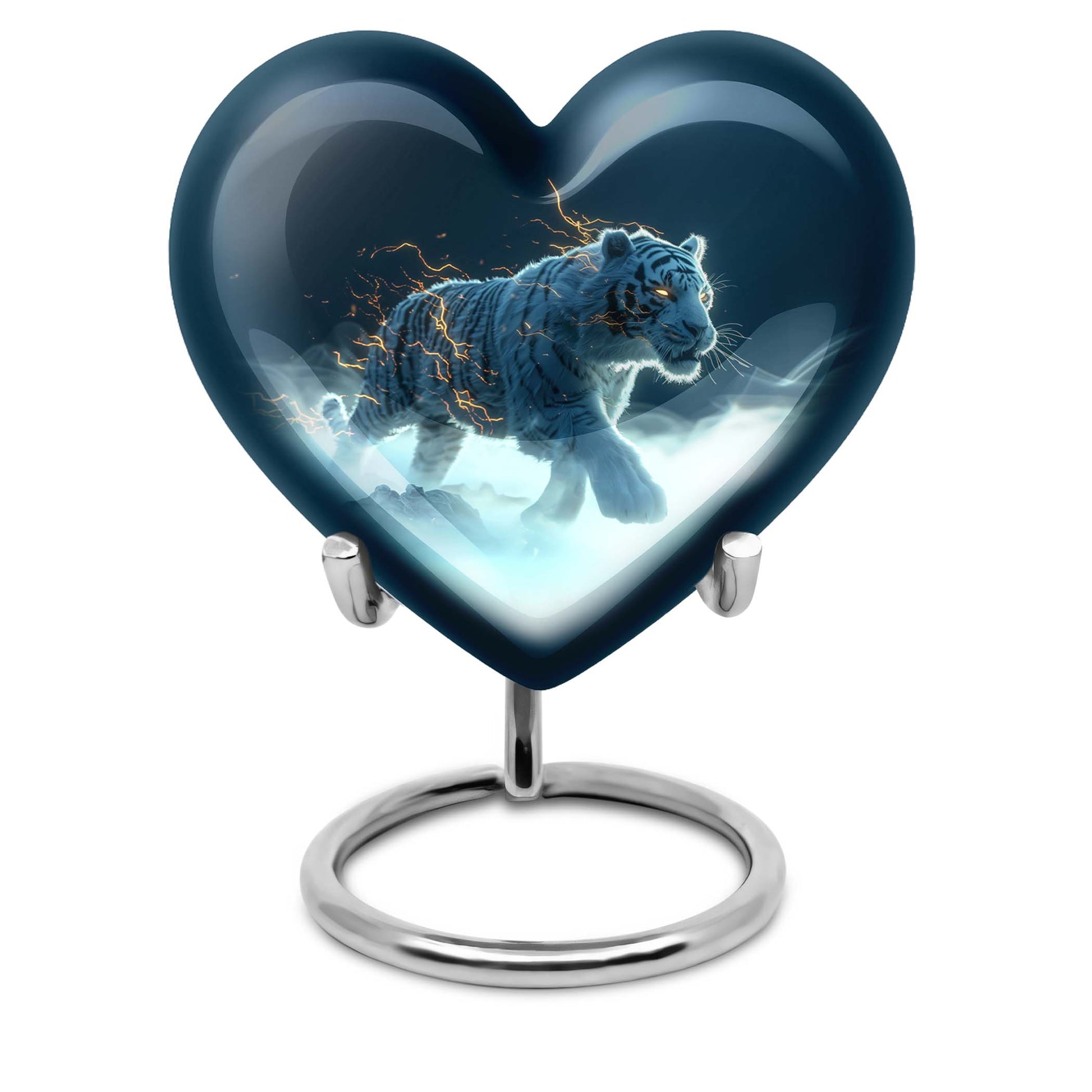 heart urn with tiger theme