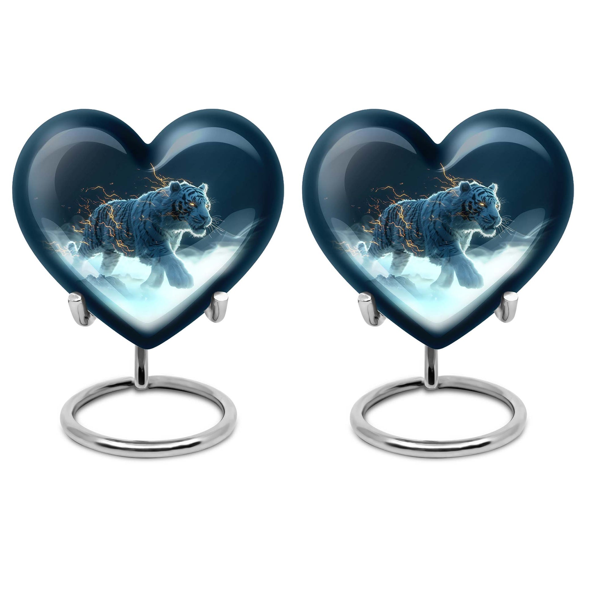 heart urn with tiger theme