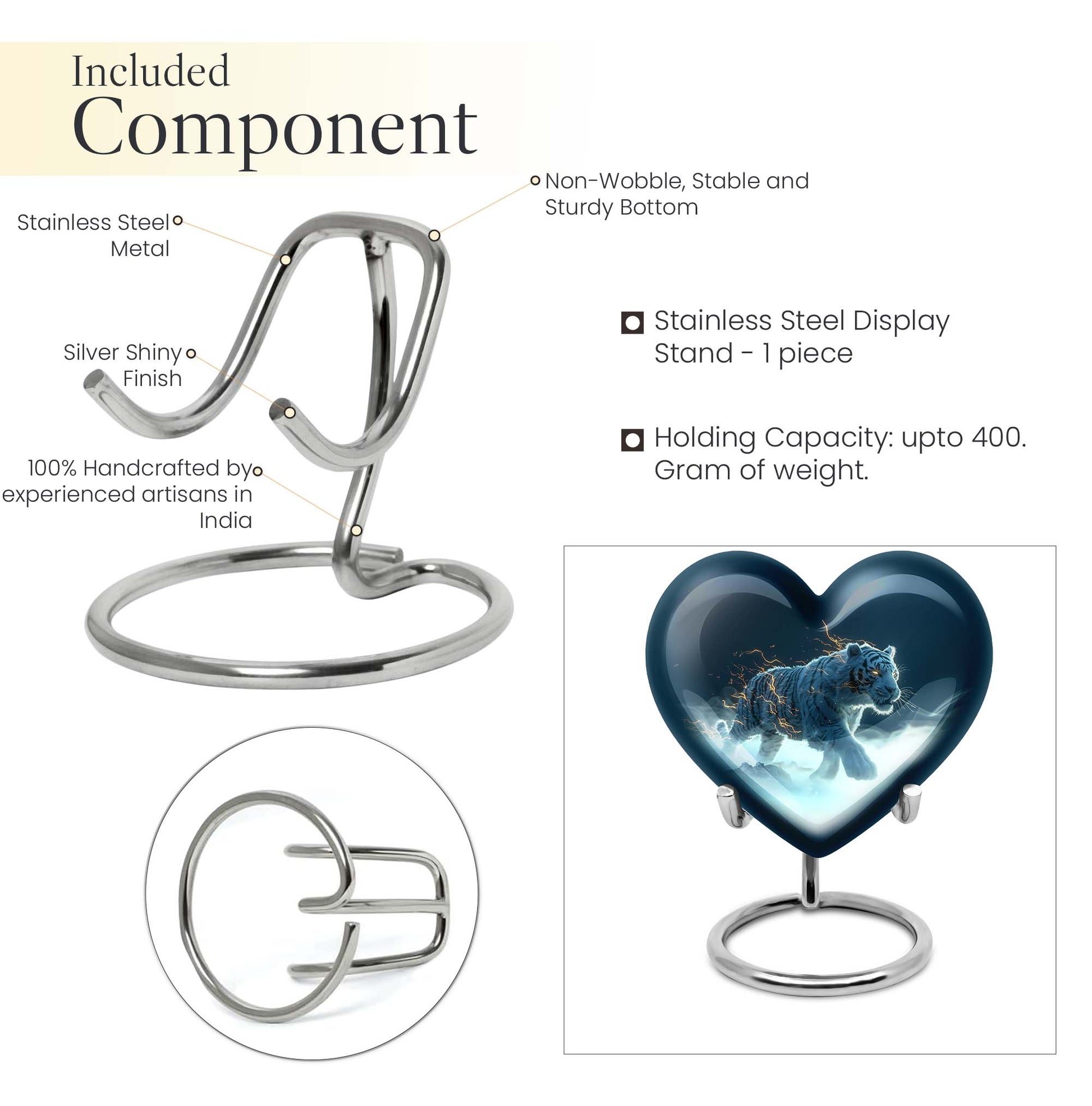 heart urn with tiger theme