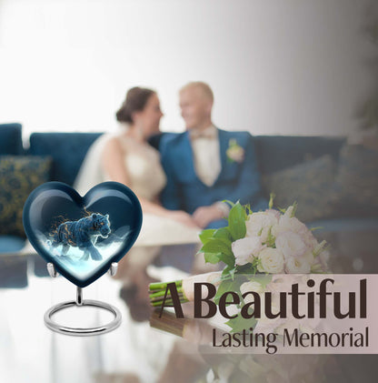 heart urn with tiger theme