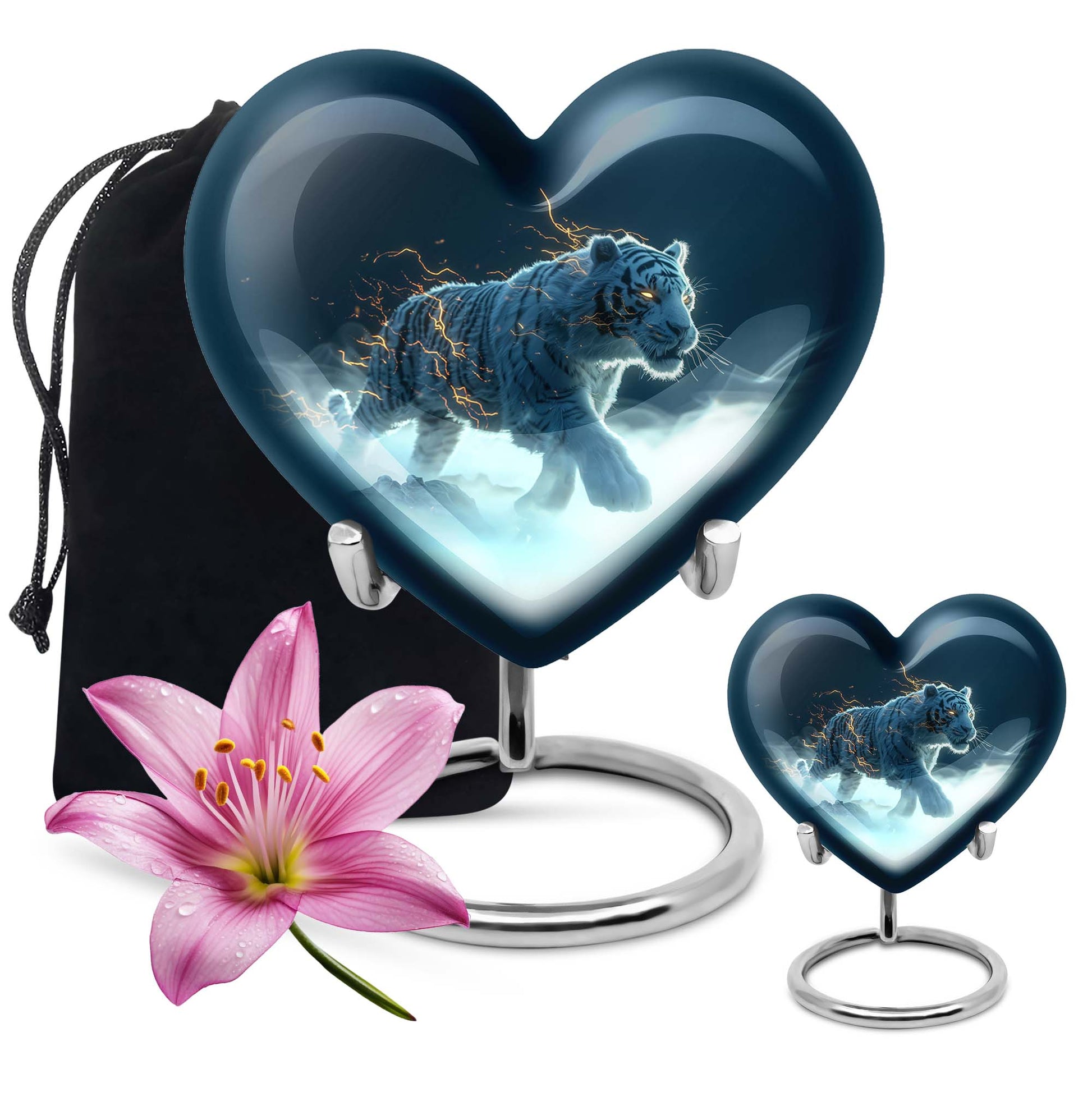 heart urn with tiger theme