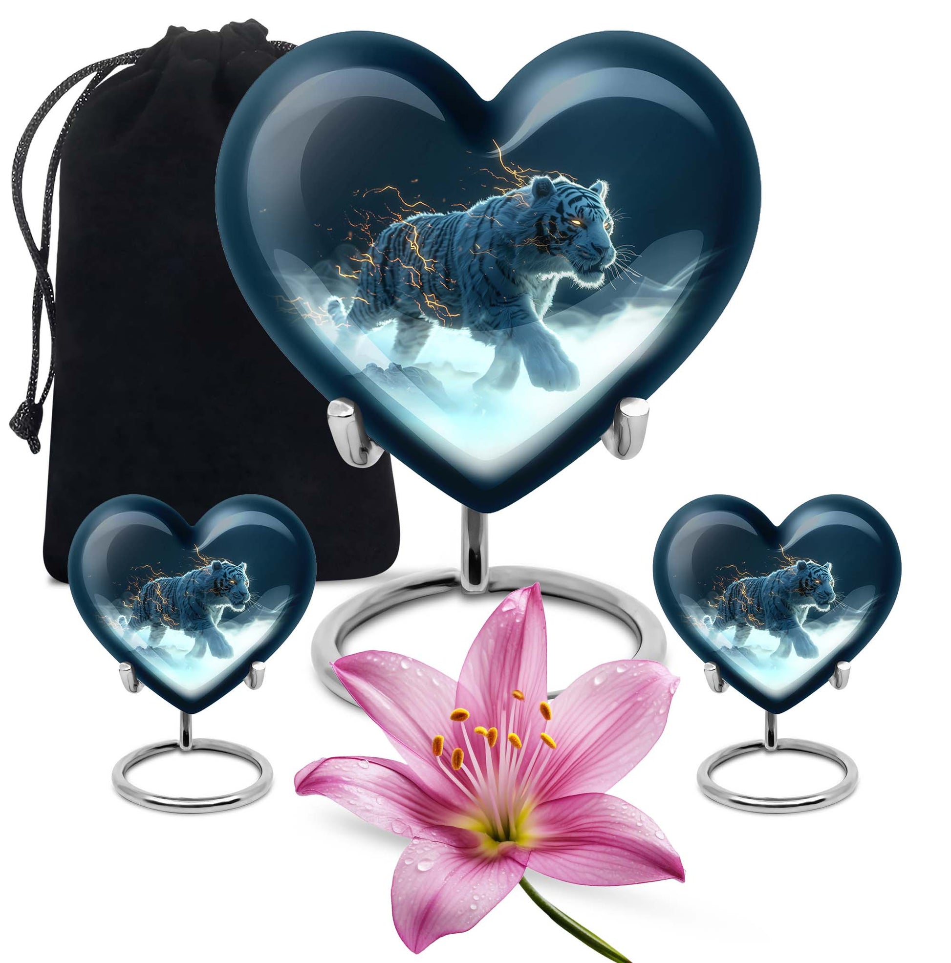 heart urn with tiger theme