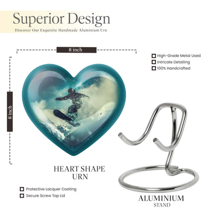 heart-shaped snowboarding urn