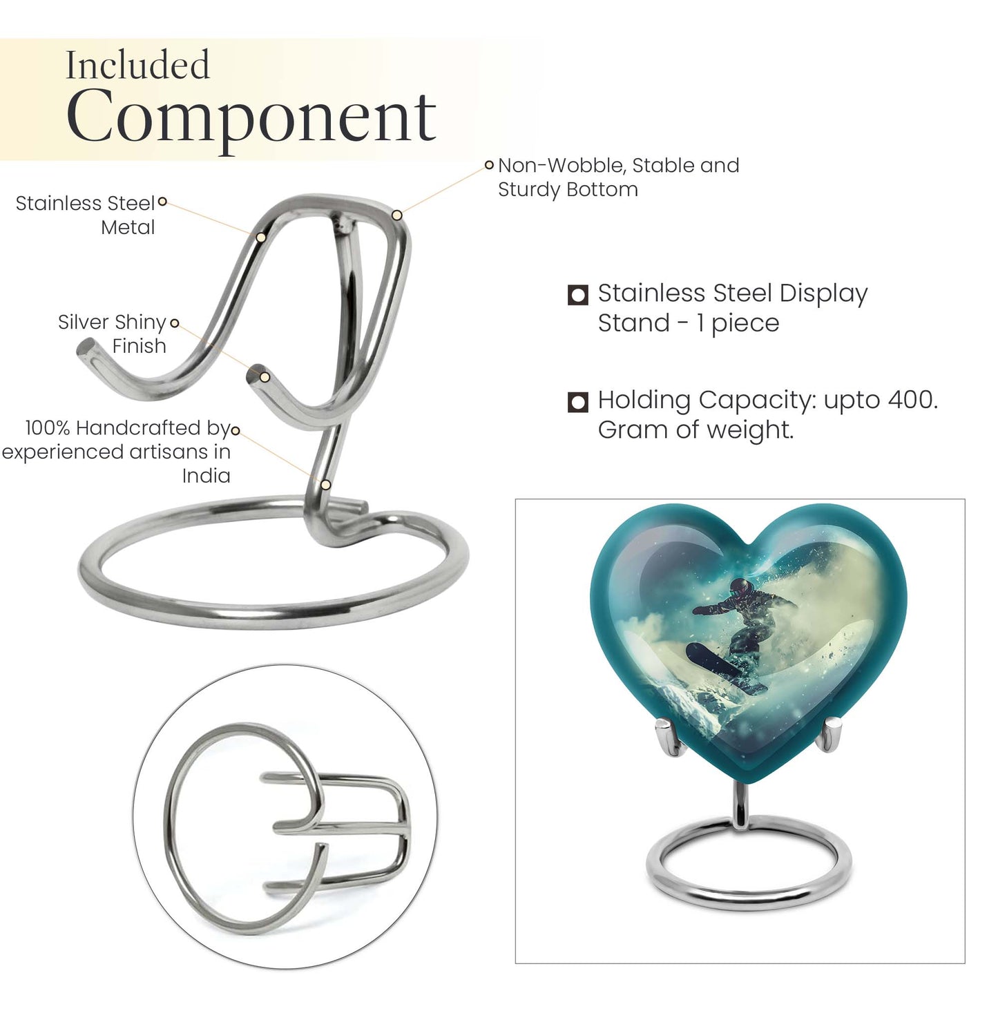 heart-shaped snowboarding urn