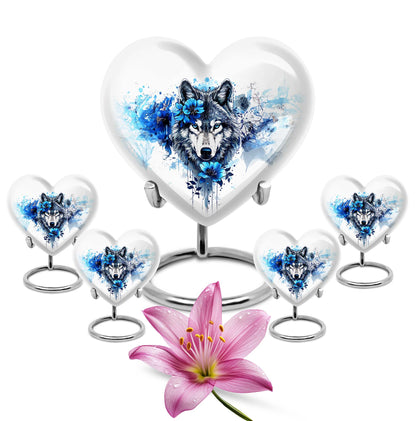 Wolf Theme Large Urn With 4 Keepsake Urn
