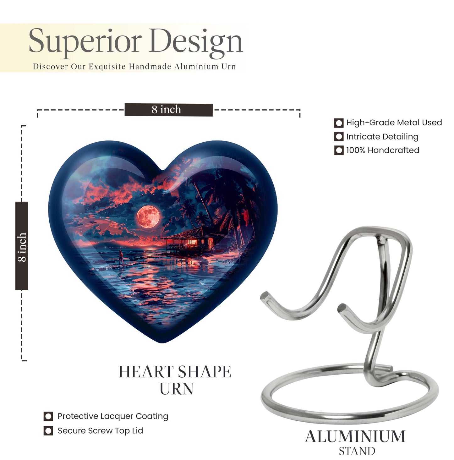 Heart-shaped Night Beach Urn