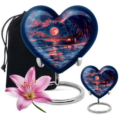 Night Beach Theme Large Urn With 1 Keepsake Urn